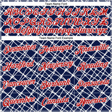Charger l'image dans la galerie, Custom Stitched Navy Red-White 3D Pattern Design Abstract Network Line Sports Pullover Sweatshirt Hoodie