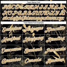 Load image into Gallery viewer, Custom Stitched Black Old Gold-White 3D Pattern Design Golden Subtle Floral Sports Pullover Sweatshirt Hoodie
