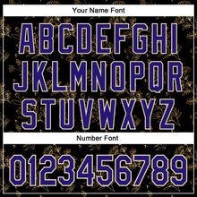 Load image into Gallery viewer, Custom Stitched Black Dark Purple-Cream 3D Pattern Design Golden Subtle Floral Sports Pullover Sweatshirt Hoodie