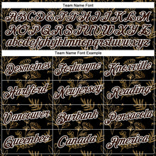 Load image into Gallery viewer, Custom Stitched Black Brown-White 3D Pattern Design Golden Subtle Floral Sports Pullover Sweatshirt Hoodie