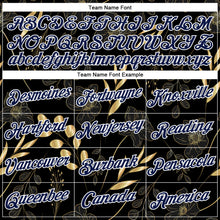 Load image into Gallery viewer, Custom Stitched Black Navy-White 3D Pattern Design Golden Subtle Floral Sports Pullover Sweatshirt Hoodie