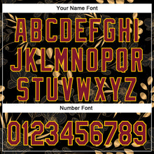 Load image into Gallery viewer, Custom Stitched Black Crimson-Yellow 3D Pattern Design Golden Subtle Floral Sports Pullover Sweatshirt Hoodie