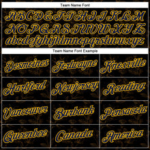 Load image into Gallery viewer, Custom Stitched Black Navy-Gold 3D Pattern Design Golden Subtle Floral Sports Pullover Sweatshirt Hoodie