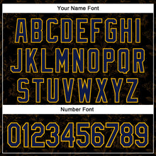 Load image into Gallery viewer, Custom Stitched Black Navy-Gold 3D Pattern Design Golden Subtle Floral Sports Pullover Sweatshirt Hoodie