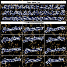 Load image into Gallery viewer, Custom Stitched Black Navy-White 3D Pattern Design Golden Subtle Floral Sports Pullover Sweatshirt Hoodie