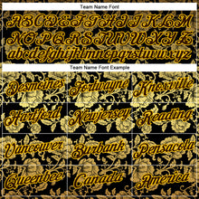 Load image into Gallery viewer, Custom Stitched Black Brown-Yellow 3D Pattern Design Golden Subtle Floral Sports Pullover Sweatshirt Hoodie