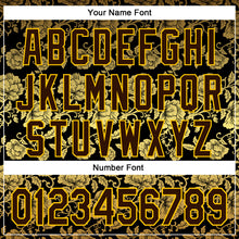 Load image into Gallery viewer, Custom Stitched Black Brown-Yellow 3D Pattern Design Golden Subtle Floral Sports Pullover Sweatshirt Hoodie