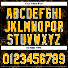 Load image into Gallery viewer, Custom Stitched Black Gold-White 3D Pattern Design Golden Subtle Floral Sports Pullover Sweatshirt Hoodie