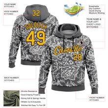 Load image into Gallery viewer, Custom Stitched Steel Gray Yellow-Brown 3D Pattern Design Subtle Floral Sports Pullover Sweatshirt Hoodie