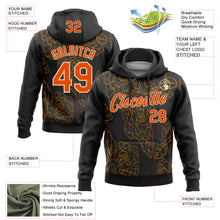 Load image into Gallery viewer, Custom Stitched Black Orange-Cream 3D Pattern Design Golden Subtle Floral Sports Pullover Sweatshirt Hoodie