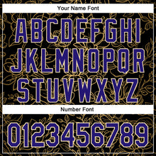 Load image into Gallery viewer, Custom Stitched Black Dark Purple-Cream 3D Pattern Design Golden Subtle Floral Sports Pullover Sweatshirt Hoodie