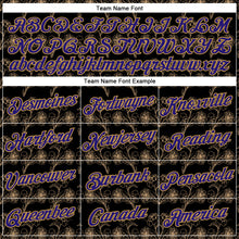 Load image into Gallery viewer, Custom Stitched Black Dark Purple-Old Gold 3D Pattern Design Golden Subtle Floral Sports Pullover Sweatshirt Hoodie