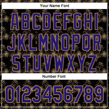 Load image into Gallery viewer, Custom Stitched Black Dark Purple-Old Gold 3D Pattern Design Golden Subtle Floral Sports Pullover Sweatshirt Hoodie