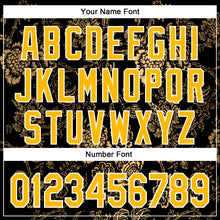 Load image into Gallery viewer, Custom Stitched Black Gold-White 3D Pattern Design Golden Subtle Floral Sports Pullover Sweatshirt Hoodie