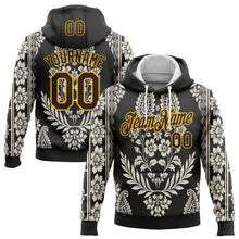 Load image into Gallery viewer, Custom Stitched Black Brown Cream-Yellow 3D Pattern Design Ethnic Paisley Floral Bandana Sports Pullover Sweatshirt Hoodie