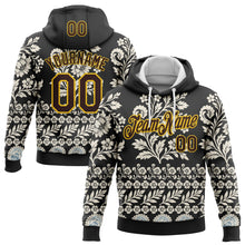Load image into Gallery viewer, Custom Stitched Black Brown Cream-Yellow 3D Pattern Design Ethnic Paisley Floral Bandana Sports Pullover Sweatshirt Hoodie