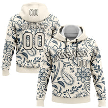 Laden Sie das Bild in den Galerie-Viewer, Custom Stitched Cream Black 3D Pattern Design Ethnic Paisley Floral Bandana Sports Pullover Sweatshirt Hoodie