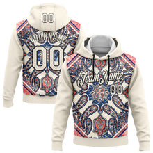 Laden Sie das Bild in den Galerie-Viewer, Custom Stitched Cream Black 3D Pattern Design Ethnic Paisley Floral Bandana Sports Pullover Sweatshirt Hoodie