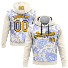 Laden Sie das Bild in den Galerie-Viewer, Custom Stitched Cream Gold-Navy 3D Pattern Design Ethnic Paisley Floral Bandana Sports Pullover Sweatshirt Hoodie