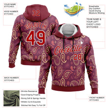 Charger l'image dans la galerie, Custom Stitched Crimson Red-White 3D Pattern Design Ethnic Paisley Floral Bandana Sports Pullover Sweatshirt Hoodie