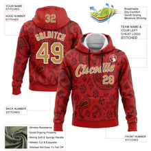 Charger l'image dans la galerie, Custom Stitched Red Old Gold-White 3D Pattern Design Ethnic Paisley Floral Bandana Sports Pullover Sweatshirt Hoodie