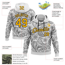 Load image into Gallery viewer, Custom Stitched White Gold-Navy 3D Pattern Design Ethnic Paisley Floral Bandana Sports Pullover Sweatshirt Hoodie