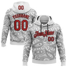 Laden Sie das Bild in den Galerie-Viewer, Custom Stitched White Red-Black 3D Pattern Design Ethnic Paisley Floral Bandana Sports Pullover Sweatshirt Hoodie