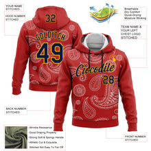 Charger l'image dans la galerie, Custom Stitched Red Navy-Gold 3D Pattern Design Ethnic Paisley Floral Bandana Sports Pullover Sweatshirt Hoodie