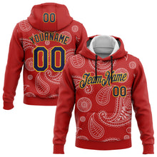 Charger l'image dans la galerie, Custom Stitched Red Navy-Gold 3D Pattern Design Ethnic Paisley Floral Bandana Sports Pullover Sweatshirt Hoodie