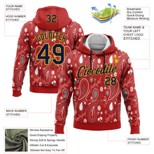 Charger l'image dans la galerie, Custom Stitched Red Navy-Gold 3D Pattern Design Ethnic Paisley Floral Bandana Sports Pullover Sweatshirt Hoodie
