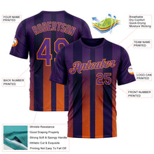 Загрузить изображение в средство просмотра галереи, Custom Purple Orange-Bay Orange 3D Pattern Design Sunset Gradient Stripe Sportswear Performance T-Shirt