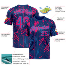 Charger l'image dans la galerie, Custom Blue Hot Pink Red-Powder Blue 3D Pattern Design Abstract Splash Stripe Sportswear Performance T-Shirt