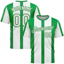 Загрузить изображение в средство просмотра галереи, Custom White Green-Grass Green 3D Pattern Design Mexico Stripe Sportswear Performance T-Shirt