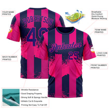 Laden Sie das Bild in den Galerie-Viewer, Custom Red Dark Purple-Hot Pink 3D Pattern Design Neon Stripe Sportswear Performance T-Shirt