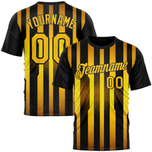 Load image into Gallery viewer, Custom Black Yellow 3D Pattern Design Germany Stripe Sportswear Performance T-Shirt