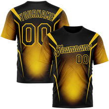 Load image into Gallery viewer, Custom Black Yellow 3D Pattern Design Germany Color Block Sportswear Performance T-Shirt