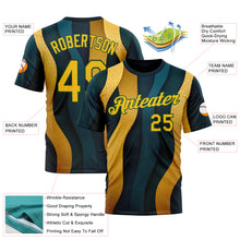 Charger l'image dans la galerie, Custom Blue Yellow-Green 3D Pattern Design Color Block Sportswear Performance T-Shirt