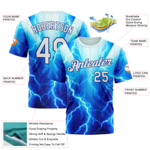 Charger l'image dans la galerie, Custom Blue White-Thunder Blue 3D Pattern Design Lightning Sportswear Performance T-Shirt