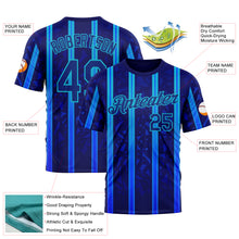 Загрузить изображение в средство просмотра галереи, Custom Blue Royal-Lakes Blue 3D Pattern Design Classic Geometric Shape Stripe Sportswear Performance T-Shirt