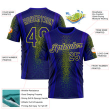 Загрузить изображение в средство просмотра галереи, Custom Blue Dark Purple-Neon Yellow 3D Pattern Design Abstract Net Sportswear Performance T-Shirt