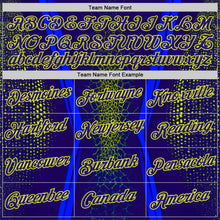 Загрузить изображение в средство просмотра галереи, Custom Blue Dark Purple-Neon Yellow 3D Pattern Design Abstract Net Sportswear Performance T-Shirt