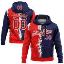 Загрузить изображение в средство просмотра галереи, Custom Stitched Blue Red-White 3D Pattern Design American Inspired Graffiti Splash Sportswear Pullover Sweatshirt Hoodie