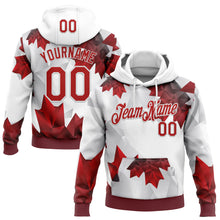 Laden Sie das Bild in den Galerie-Viewer, Custom Stitched White Red 3D Pattern Design Canada Maple Sportswear Pullover Sweatshirt Hoodie