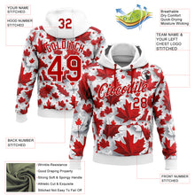 Laden Sie das Bild in den Galerie-Viewer, Custom Stitched White Red 3D Pattern Design Canada Maple Sportswear Pullover Sweatshirt Hoodie