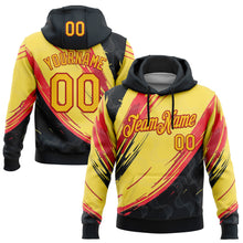 Загрузить изображение в средство просмотра галереи, Custom Stitched Yellow Black-Red 3D Pattern Design Germany Inspired Abstract Line Sportswear Pullover Sweatshirt Hoodie