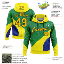 Charger l'image dans la galerie, Custom Stitched Green Yellow Blue-Black 3D Pattern Design Brazil Inspired Subtle Sportswear Pullover Sweatshirt Hoodie
