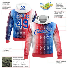 Загрузить изображение в средство просмотра галереи, Custom Stitched Red Thunder Blue-White 3D Pattern Design American Inspired Geometric Tribal Shape Sportswear Pullover Sweatshirt Hoodie
