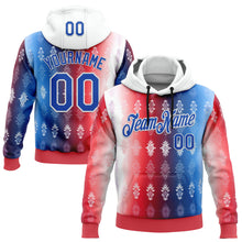 Загрузить изображение в средство просмотра галереи, Custom Stitched Red Thunder Blue-White 3D Pattern Design American Inspired Geometric Tribal Shape Sportswear Pullover Sweatshirt Hoodie