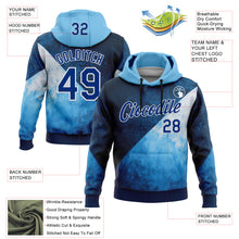 Charger l'image dans la galerie, Custom Stitched Blue Royal-White 3D Pattern Design Argentine Inspired Geometric Tribal Watercolor Sportswear Pullover Sweatshirt Hoodie