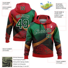 Load image into Gallery viewer, Custom Stitched Red Green-White 3D Pattern Design Mexico Geometric Tribal Sportswear Pullover Sweatshirt Hoodie